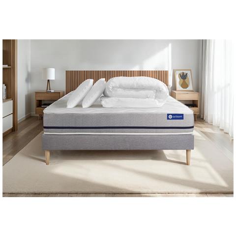 Pacchetto Letto Completo - Materasso 160x200cm + Box Spring Con Doghe (kit) + 2 Cuscini + Piumino - Actilatex Soft - Foto 1