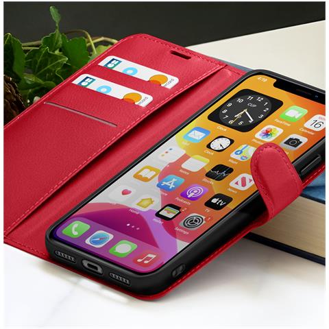 Custodia A Portafoglio Per Iphone Xr Con Funzione Supporto E Linguetta Magnetica, Rosso - Foto 5