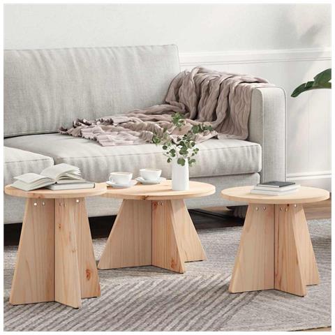 Tavolino da salotto 3 pcs Naturale 49 x 49 x 30 cm - Foto 2
