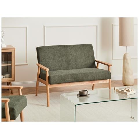 Divano 2 Posti Esrum Tessuto Marrone Chiaro /verde - Foto 1