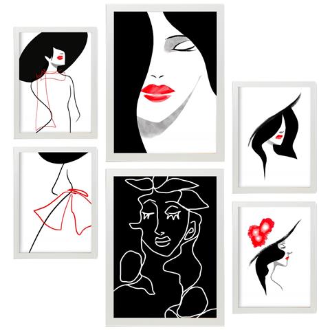 Set Di 6 Stampe Fondamenta Di Bellezza Nei Dipinti Decorativi Estetici Astratti Femminili Per Il Tuo Soggiorno Di Casa A3 & A4 Cornice Bianca - Foto 1