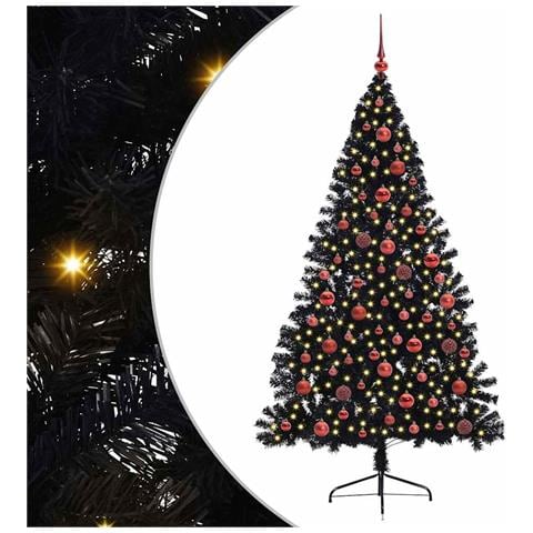 Albero di Natale artificiale con luci integrate Nero 180 cm PVC - Foto 1