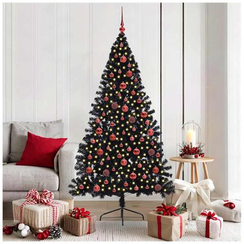 Albero di Natale artificiale con luci integrate Nero 180 cm PVC - Foto 2
