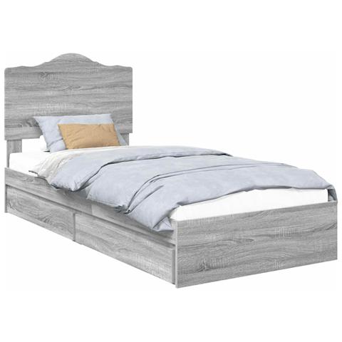 Letto con Contenitore con testiera Grigio Sonoma 90 x 190 cm - Foto 1