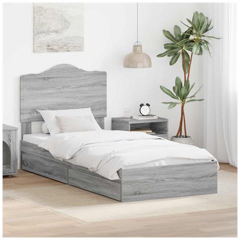 Letto con Contenitore con testiera Grigio Sonoma 90 x 190 cm - Foto 2