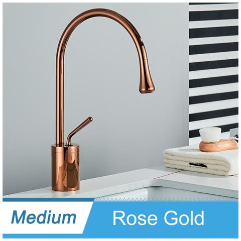 Rubinetto per lavabo da bagno, Blackswan, tipo M232, modello oro rosa, misura 36 cm - Foto 4