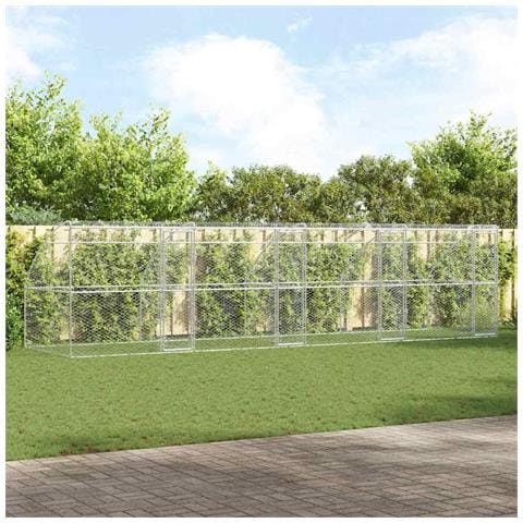 Cuccia per cani 4 pcs Argento 8 x 2 x 2 m Acciaio zincato - Foto 2
