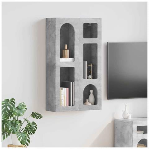 Armadio pensile con lo scaffale Grigio cemento 59 x 20 x 100 cm - Foto 2