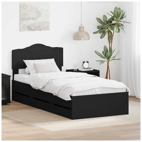 Struttura del letto Nero 90 x 200 cm Legno Ingegnerizzato - Foto 2