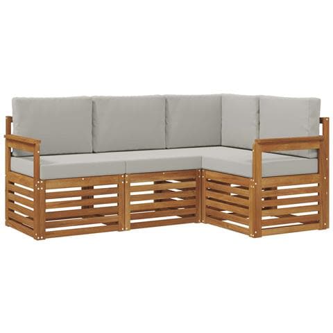 Set divani con cuscino 4 pcs Grigio Naturale e Chiaro - Foto 1