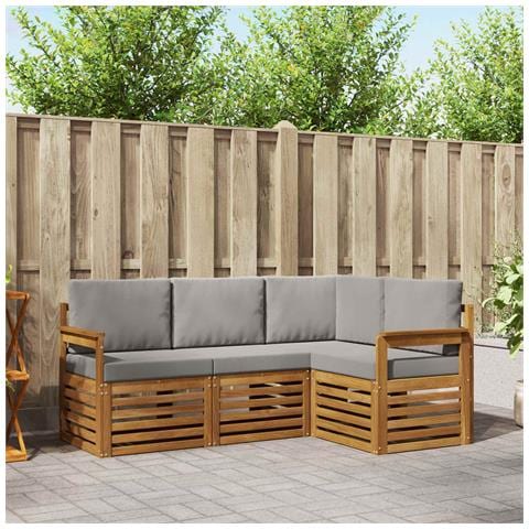 Set divani con cuscino 4 pcs Grigio Naturale e Chiaro - Foto 2