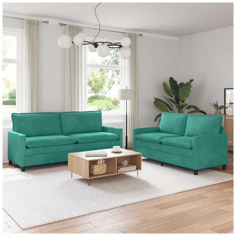 Set di divani 2 pcs Turchese Velluto - Foto 2