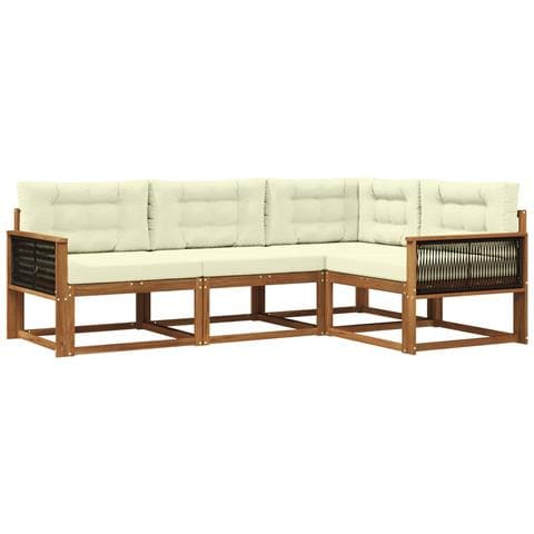 Set di divani da esterno con cuscino 4 pcs Naturale e Crema - Foto 1