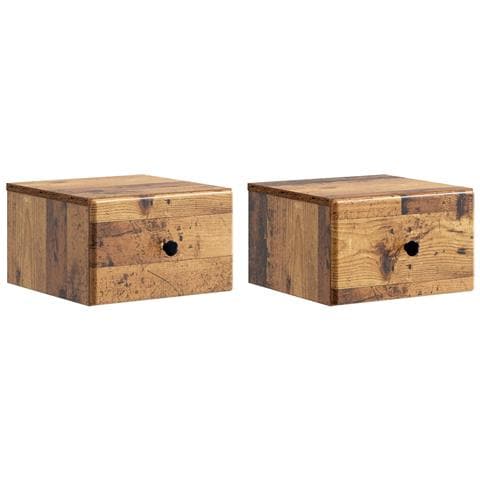 Mobiletto da notte a muro 2 pcs Legno antico 34,5 x 33 x 20 cm - Foto 1