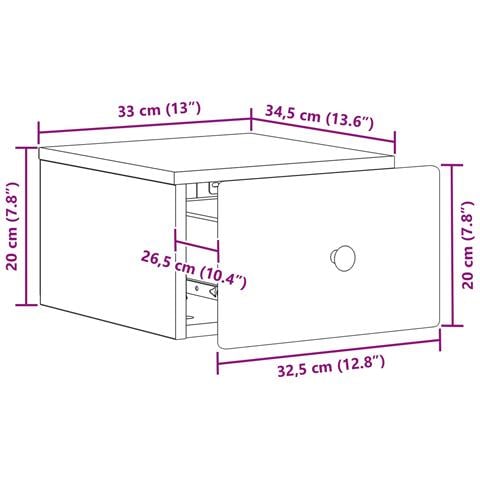 Mobiletto da notte a muro 2 pcs Legno antico 34,5 x 33 x 20 cm - Foto 9