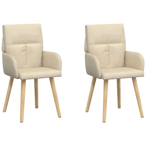 Sedie da pranzo 2 pcs Tessuto Crema 60 x 56 x 96 cm - Foto 1