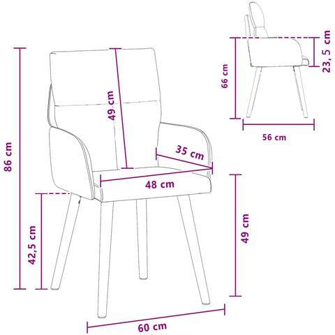 Sedie da pranzo 2 pcs Tessuto Crema 60 x 56 x 96 cm - Foto 8