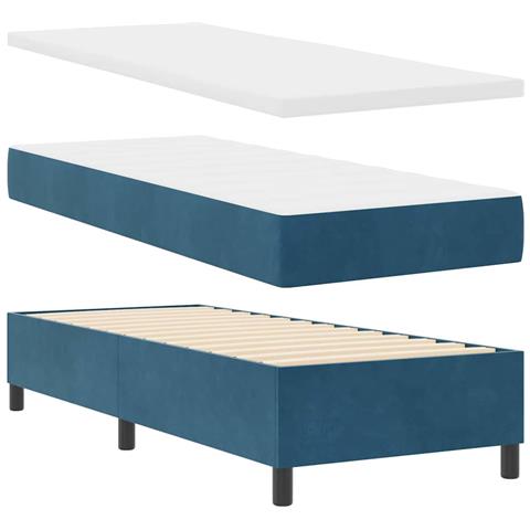 Letto a molle con strisce LED Blu 80 x 200 cm Velluto - Foto 2