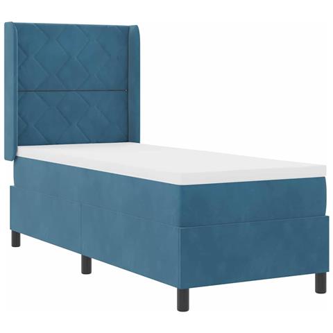 Letto a molle con strisce LED Blu 80 x 200 cm Velluto - Foto 1