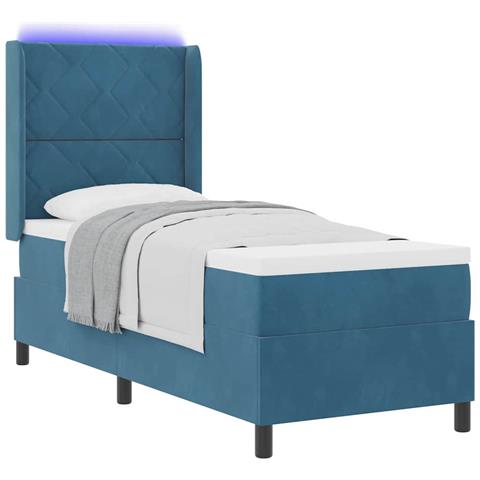 Letto a molle con strisce LED Blu 80 x 200 cm Velluto - Foto 10