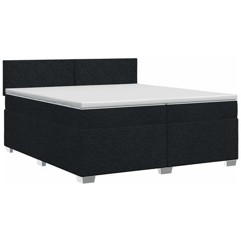 Letto box spring con materasso Nero 200 x 200 cm Tessuto - Foto 1