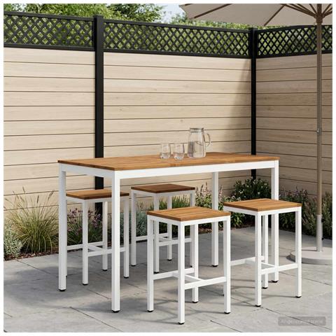Tavolo Bar da Giardino Naturale e Bianco 141 x 80,5 x 105 cm - Foto 2