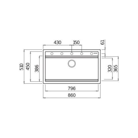 Lavello Best 360 Metaltek 86x51 cm 1 vasca Colore Aluminium 79 - Foto 2