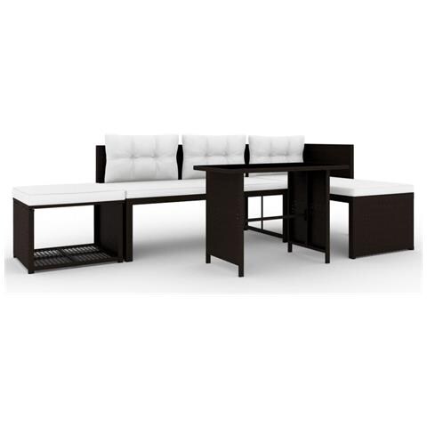 Set Divani da Giardino 4 pz in Polyrattan Marrone - Foto 1