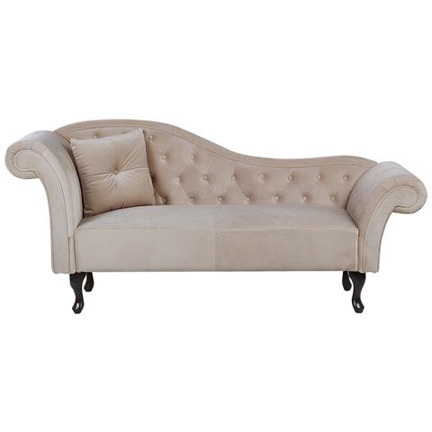 Chaise Longue Per Lato Sinistro In Velluto Beige Lattes - Foto 15