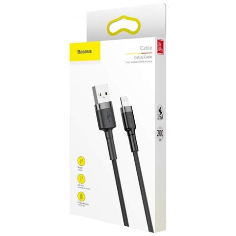 Fulmini Cafule Cavo 1.5a 2m Grigio + Nero (calklf-cg1)  - Foto 1