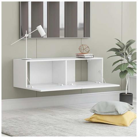 Mobile Porta TV Bianco 100x30x30 cm in Legno Multistrato - Foto 9