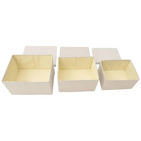 Scatole Portaoggetti Impilabili Set 3pz in Tessuto Crema - Foto 2