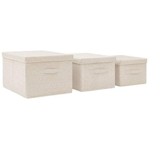 Scatole Portaoggetti Impilabili Set 3pz in Tessuto Crema - Foto 10