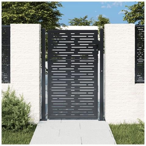 Cancello Giardino Antracite 105x130 Cm Acciaio Design Quadrato - Foto 2