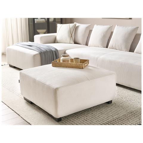 Ottomana Velluto A Coste Bianco Sporco 80 X 80 Cm Lungo - Foto 1