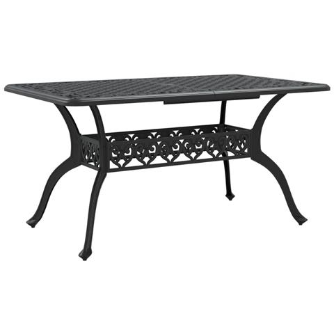 Tavolo Da Giardino Nero 150x90x72 Cm In Alluminio Pressofuso - Foto 2