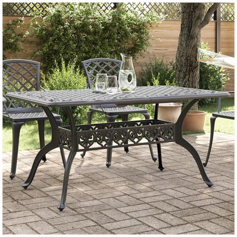 Tavolo Da Giardino Nero 150x90x72 Cm In Alluminio Pressofuso - Foto 1