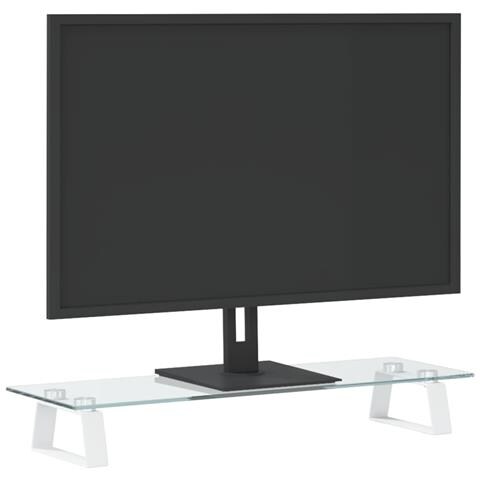 Supporto Per Monitor Bianco 60x20x8cm Vetro Temperato E Metallo - Foto 3