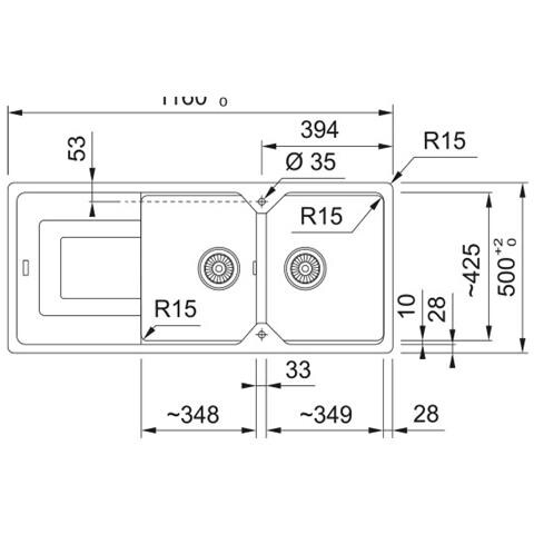 Lavello UBG 621 con 2 Vasche Gocciolatoio Reversibile Dimensioni 1160 x 500 mm Finitura Sahara - Foto 2