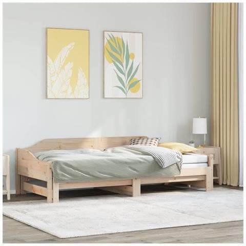Divano Letto con Letto Estraibile 90x190 cm Legno Massello Pino - Foto 2