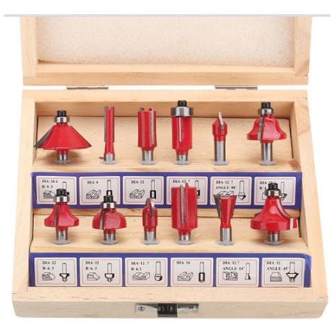 Set 12 Frese Fresa Per Legno Scanalare Rifilare Sanalature Fresatrice 6.35 Mm - Foto 2