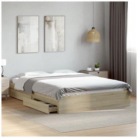 Giroletto Cassetti Rovere Sonoma 160x200 Cm Legno Multistrato - Foto 1
