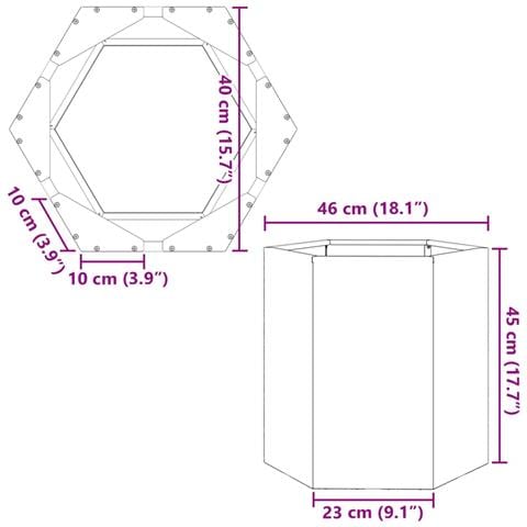 Fioriere da Giardino 2 pz Esagono 46x40x45cm Acciaio Zincato - Foto 10