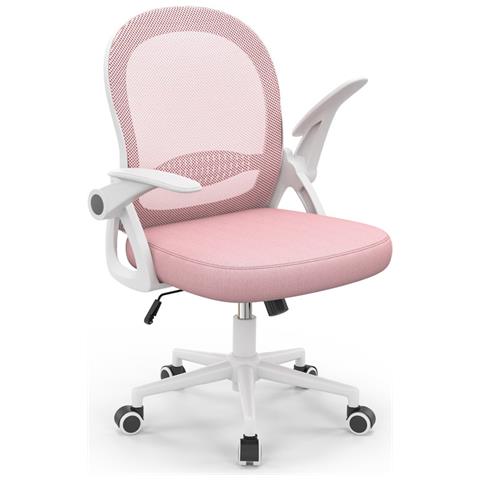 Sedia Ufficio - Sedia Scrivania Con Supporto Lombare - Poltrona Ufficio In Rete Traspirante - Sedia Da Ufficio Ergonomica Braccioli E Altezza Regolabili - Rosa - Foto 1