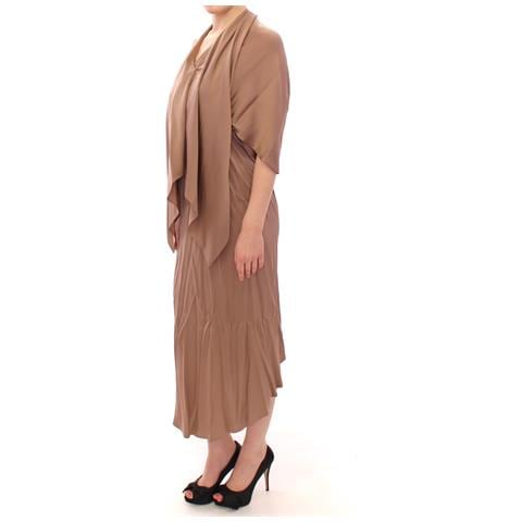 Abito Da Cocktail Tubino In Seta Drappeggiato Marrone - It44-l - Foto 2