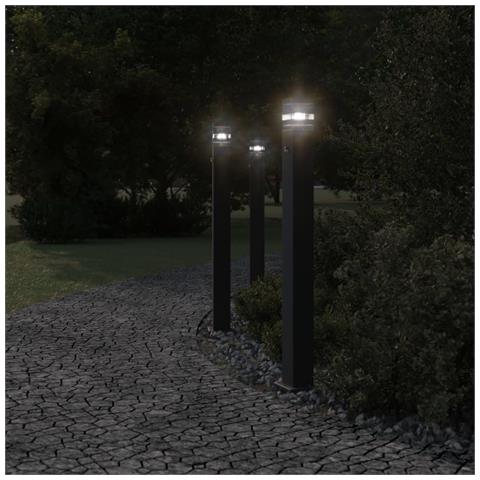 Lampade Terra per Esterni con Sensori 3pz Nere 110cm Alluminio - Foto 7