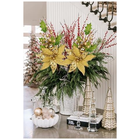 Set Di Fiori Decorativi Oro Per Un Tocco Di Eleganza - 2 Pezzi 28 X 50 Cm - Foto 2