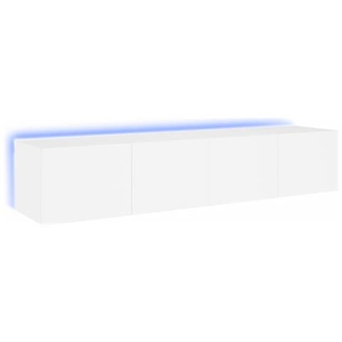 Mobili TV a Parete con Luci LED 2pz Bianchi 80x35x31 cm - Foto 1