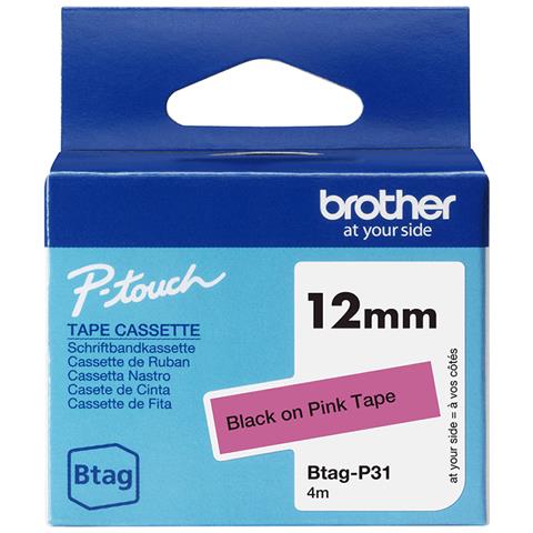 BTAG-P31 nastro per etichettatrice Nero su rosa - Foto 1