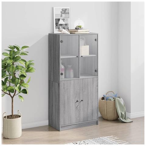 Credenza Con Ante Grigio Sonoma 68x37x142 Cm Legno Multistrato - Foto 3
